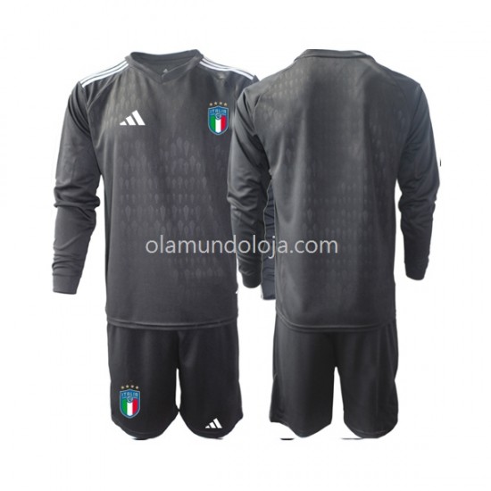 Camisola Itália Guarda-redes Criança Equipamento Segundo 2023 Manga Comprida